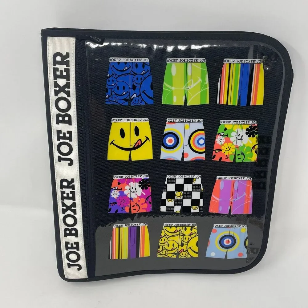 Vtg Joe Boxer Zipper‎ Binder 3 Ring 90s Y2K Smiley Face Boxer Print School Kmart
